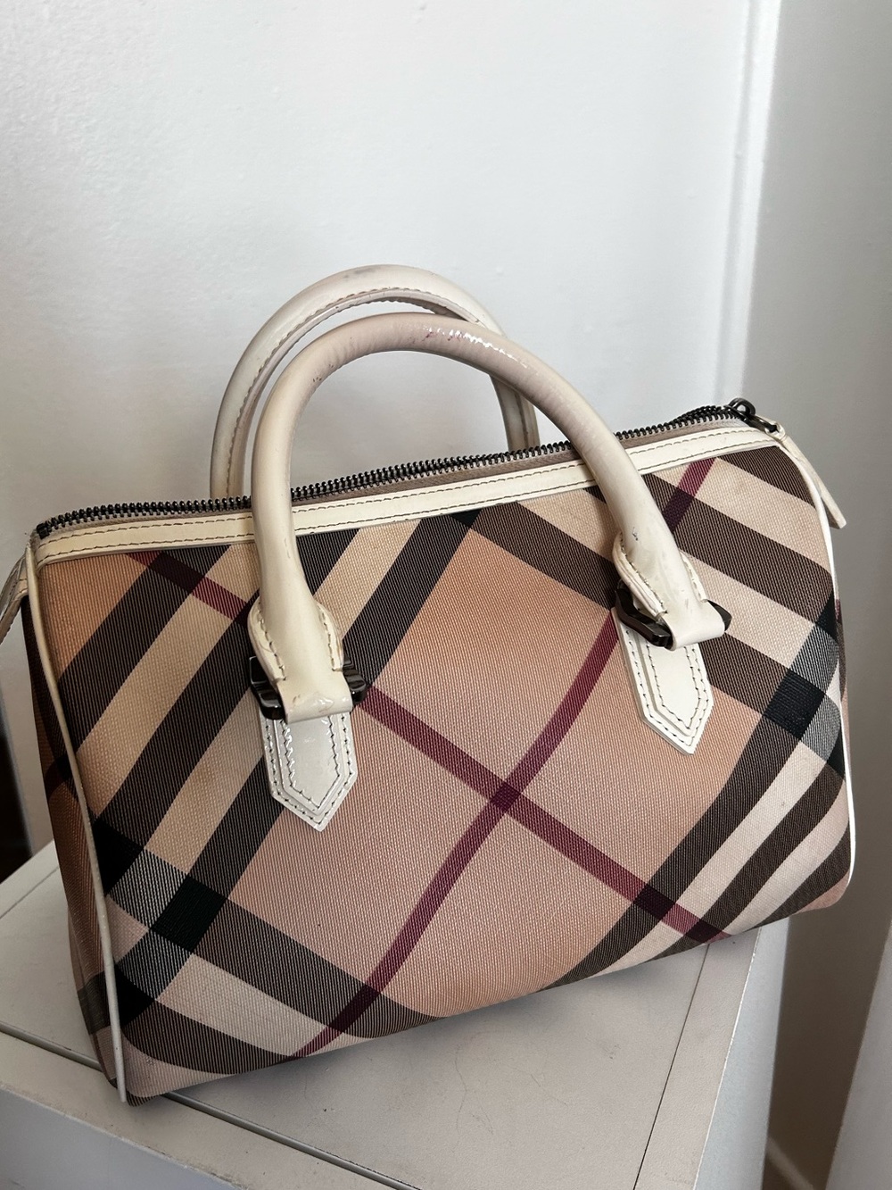 Burberry Small Chester Nova Check Boston Bowling Bag